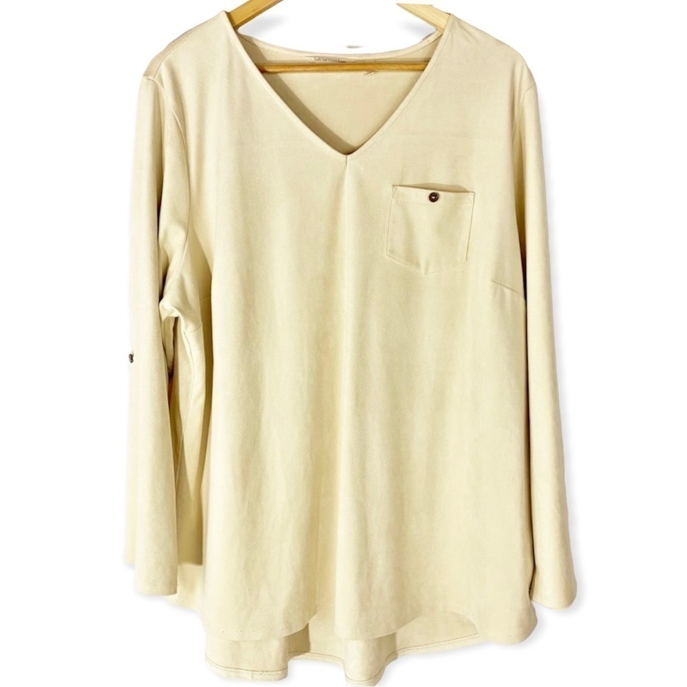 Soft Surrounding Cream Tan Suede‎ Tunic Top 2X Minimalist Neutral